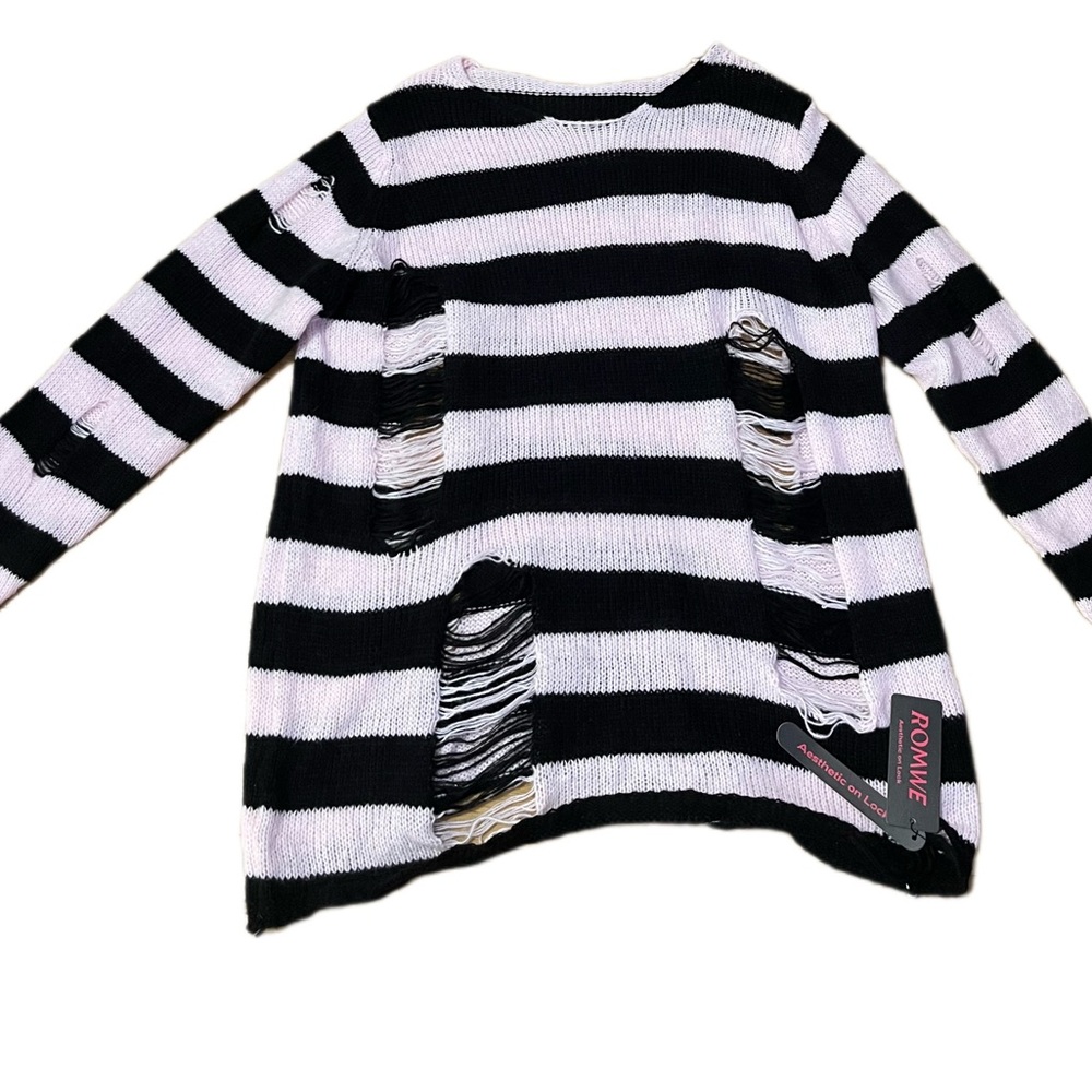 Black and White Striped Kids Top